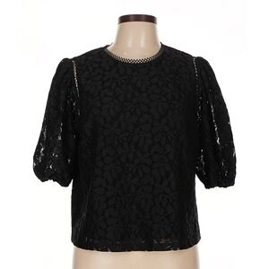 Laundry by Shelli Segal Black Floral Lace Blouse - Large